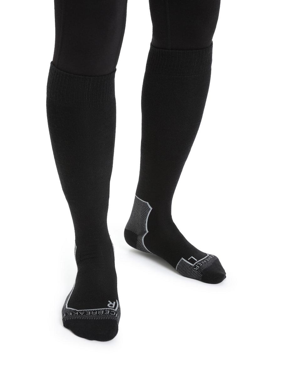 Women\'s Icebreaker Merino Ski+ Ultralight Over the Calf Socks Black | CA 1504ZUTG